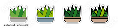 Pictogramme icones logo trace cactus succulente