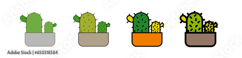 Pictogramme icones logo trace cactus succulente