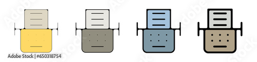 Pictogramme icones logo trace machine a écrire bureau