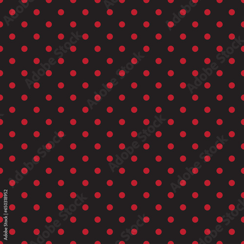 Seamless red polka dots on black background