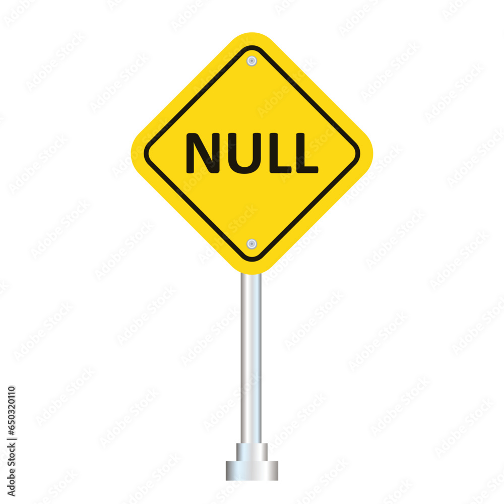 Yellow transportation null road sign isolated on white background Yellow transportation null road sign isolated on white background