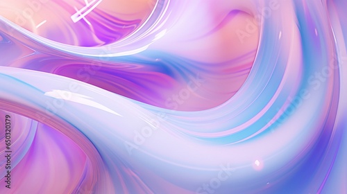 Extreme close-up of abstract blurred rainbow swirls, pastel lavender and iridescent blue hues, in the style of gradient blurred wallpapers, depth of field, serene visuals, minimalistic simplicity