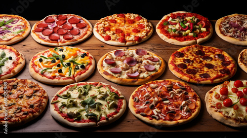 Fast Food Pizzas with Various Toppings 32K UH, generative ai