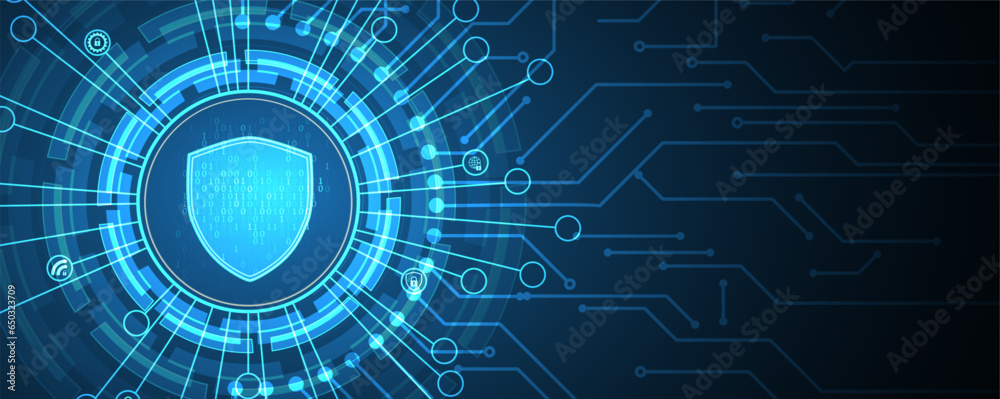 internet digital security technology concept for business background. Lock on circuit board