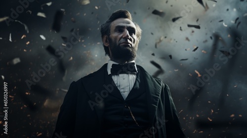 Portrait of empancipator Abraham Lincoln.generative ai