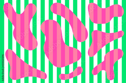 Pink blob shapes in trendy riso print effect