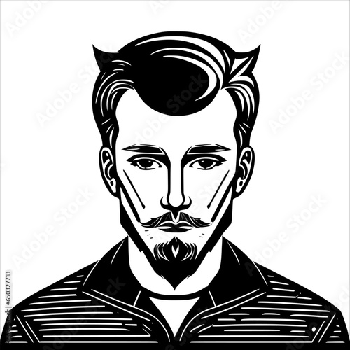 A Man with a Magnificent Beard and Mustache, Showing His Pride.
