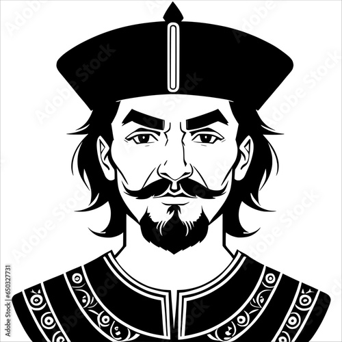 Man with Mustache and Beard in a Black and White Photo, Ready for a New Adventure.
