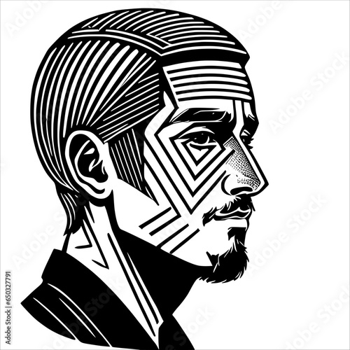 Geometric Man with a Beard, Abstract Artwork for Web Design, Posters and Prints 
