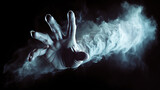 Clutches of Horror, Grasping the Fear, A Creepy Hand Emerges from the Smoky Unknown, Generative AI