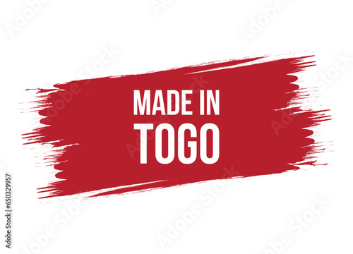 Brush style made in Togo red vector banner illustration isolated on white background