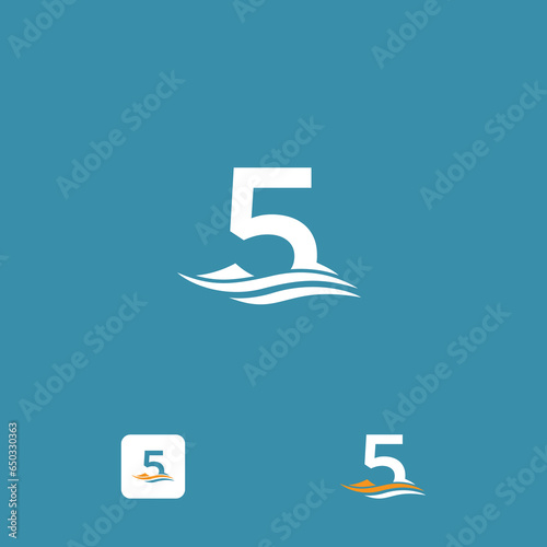 ISOLATED NUMBER COMBINATED WITH WAVE, CLEAN, BUBLE, COLOR BLUE photo