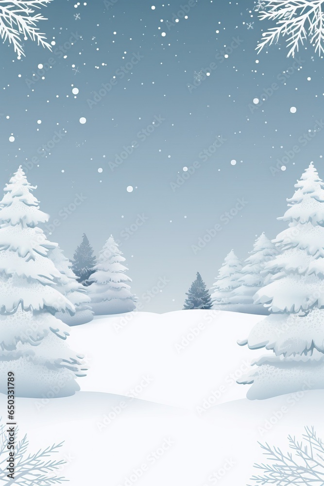 Blank Christmas card template, Holiday snow scene card