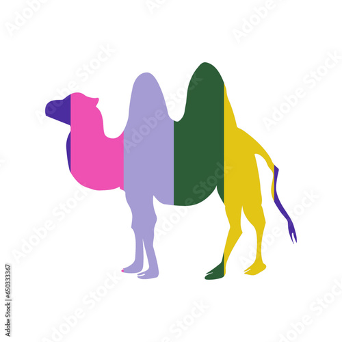 Cute colorful striped camel. One from the collection for kids. Vector illustration