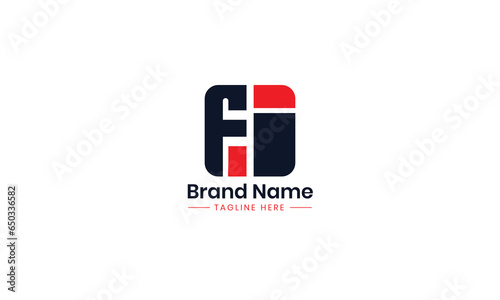 Initial letter FI monogram logo. FI logo. FI deqign. Black and red IF letter. IF letter logo deqign. 
