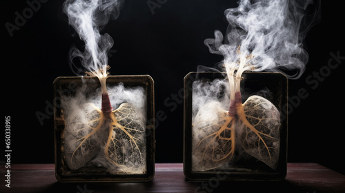 abstract digital grid human lungs. photo
