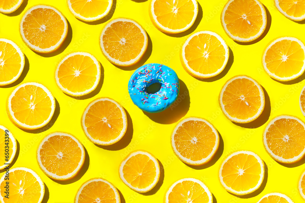 pattern of orange slices and donut pattern of orange slices and donut