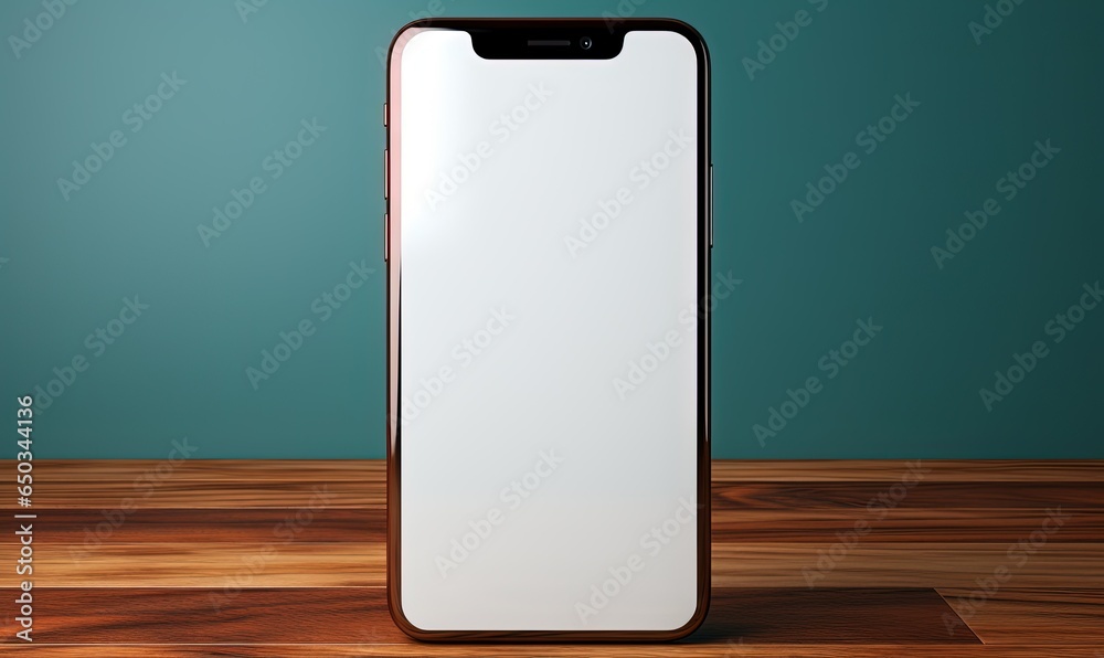 isolated phone mockup with blank screen on a wooden table isolated phone mockup with blank screen on a wooden table