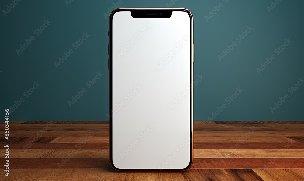 isolated phone mockup with blank screen on a wooden table isolated phone mockup with blank screen on a wooden table