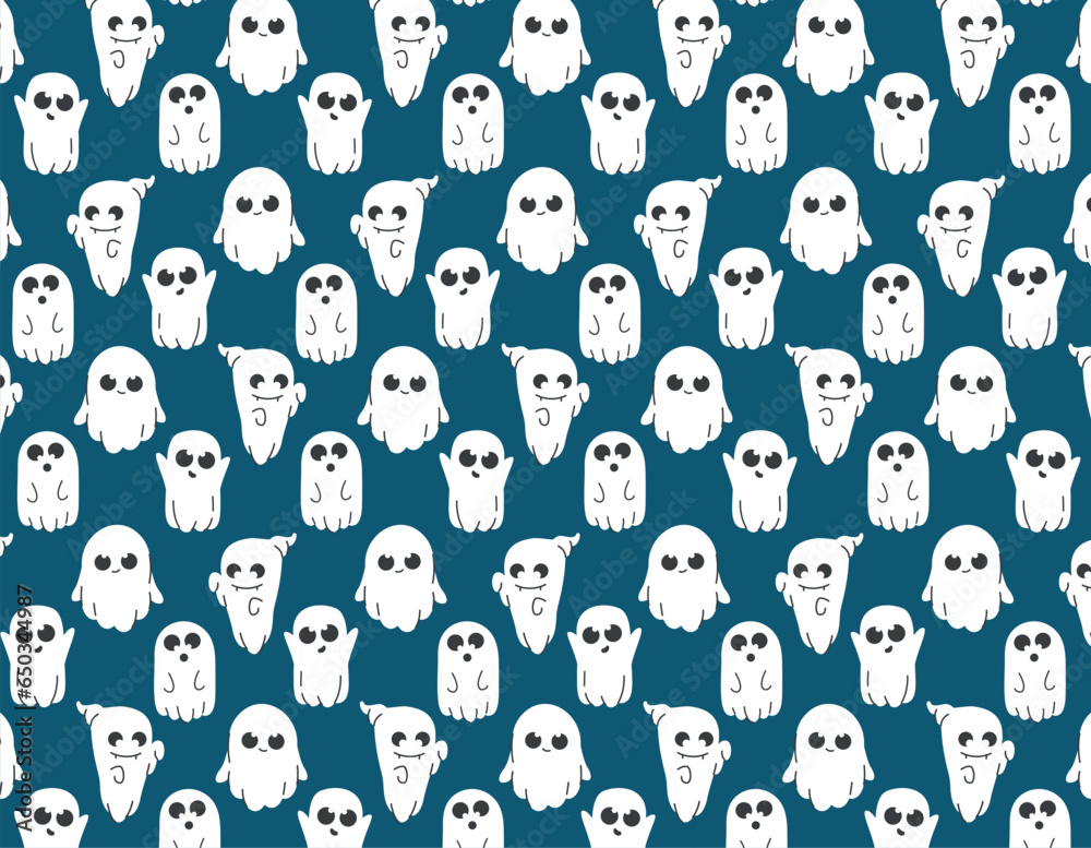 Ghost cute pattern, flat and line style, on a transparent background. Emotions of ghosts. Vector illustration, holiday Halloween Ghost cute pattern, flat and line style, on a transparent background. Emotions of ghosts. Vector illustration, holiday Halloween