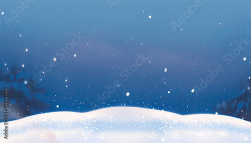 Winter snow with snowdrifts, with beautiful light and snow flakes on the blue sky Background Pic © REZAUL4513