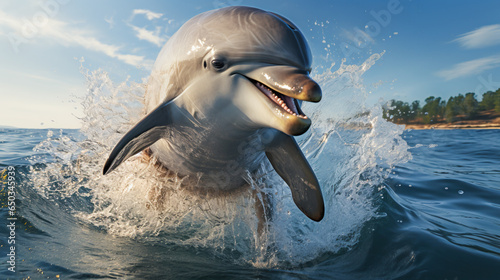 Jumping Dolphin in Crystal Clear Waters photo