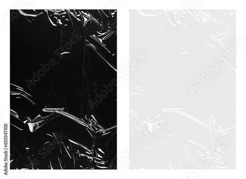 Plastic wrap isolated on black and white background