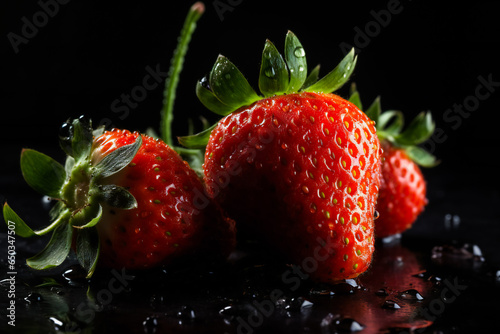 Red and Ripe Strawberries. Generative AI