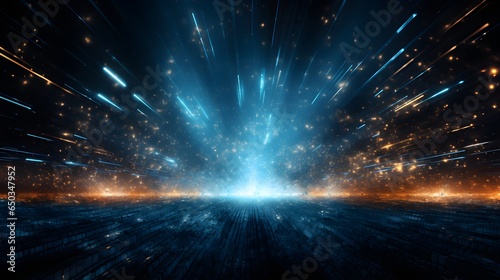 an abstract image of a space filled with bright lights photo