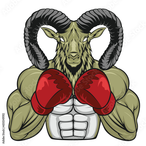 goat boxing mascot vector art illustration design