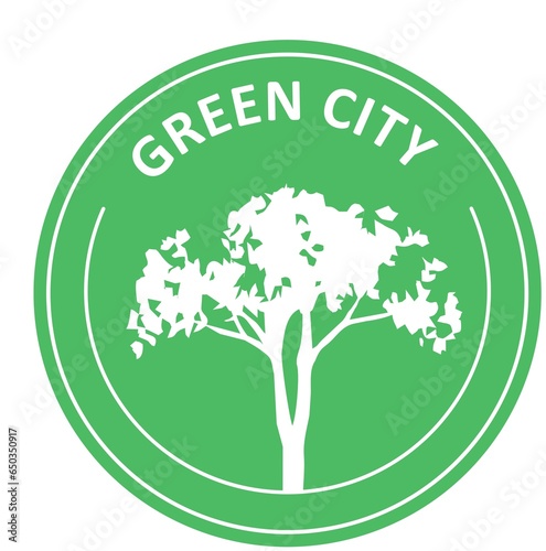 Green city. Green sign  emblem  market  banner  sticker