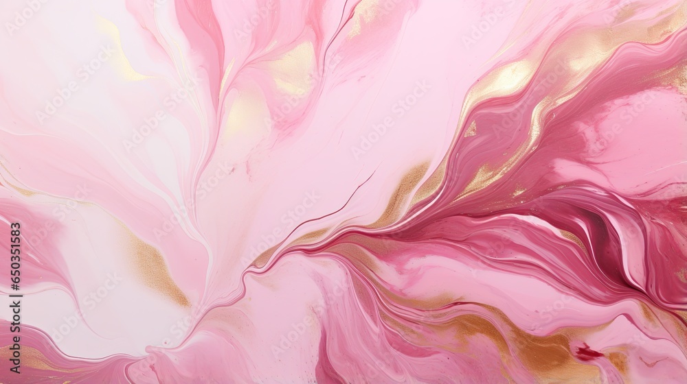 Pastel pink and gold marble ink painting texture luxury background banner. Pastel pink and gold waves swirl splashes of gold paint	