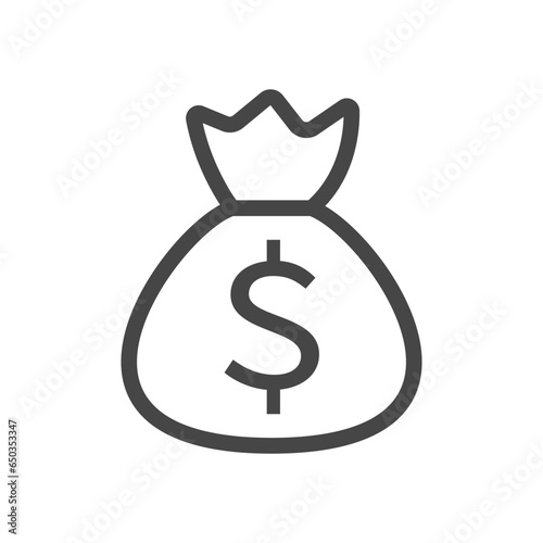 Money Bag Icon Vector in line style isolated on white background.