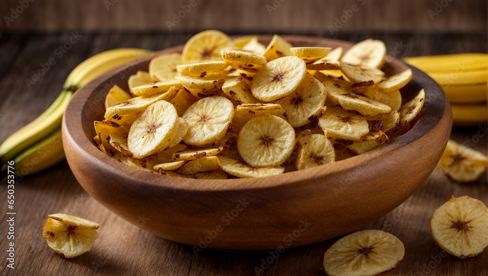Delicious appetizing banana chips Delicious appetizing banana chips
