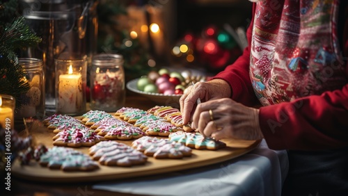 Christmas Cookie Decorating with Colorful Sprinkles