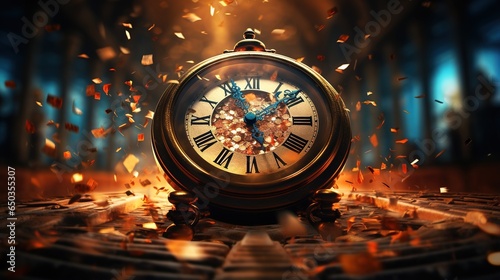 Midnight Clock Striking Twelve on New Year's Eve