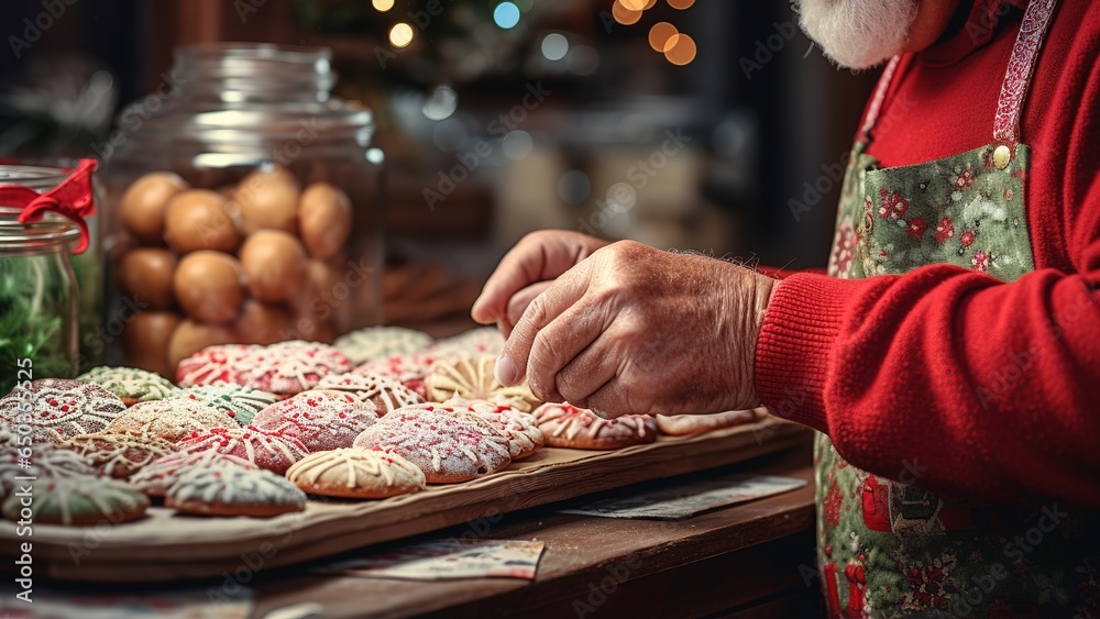 Fototapeta premium Christmas Cookie Decorating with Colorful Sprinkles