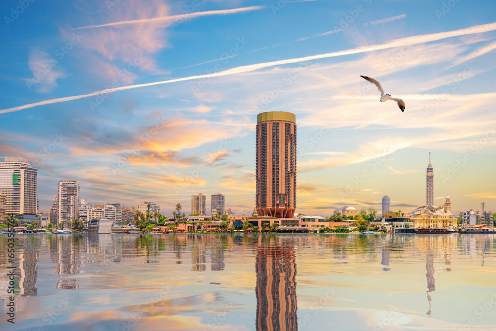 Famous view of the Nile bank in Cairo, the capital of Egypt
