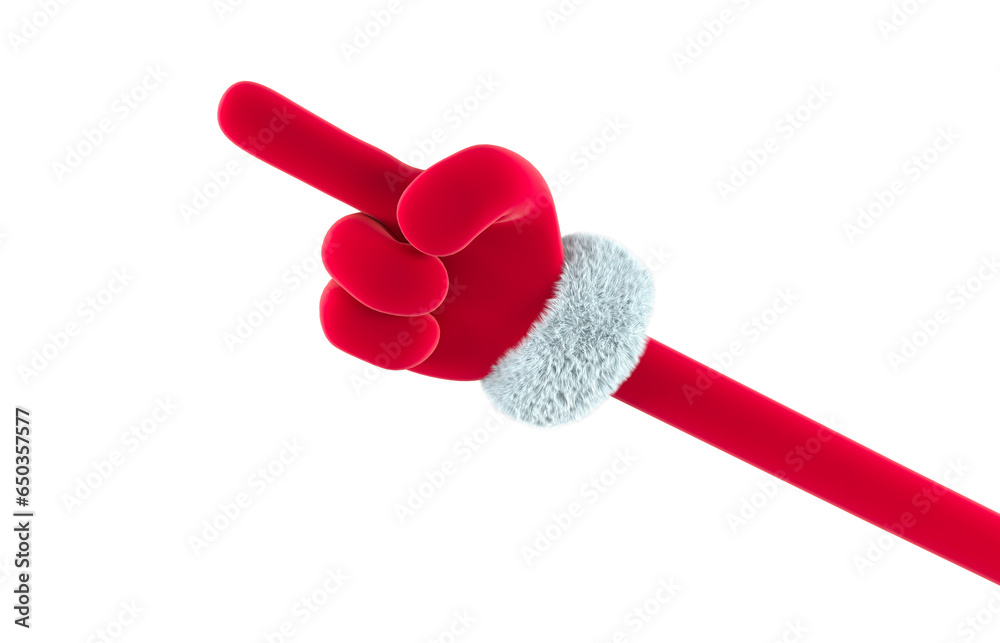 Santa showing left or pointing gesture. Christmas and New Year Day event concept. 3d rendering Santa showing left or pointing gesture. Christmas and New Year Day event concept. 3d rendering