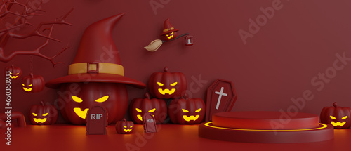 3D rendering of halloween background with soft light concept