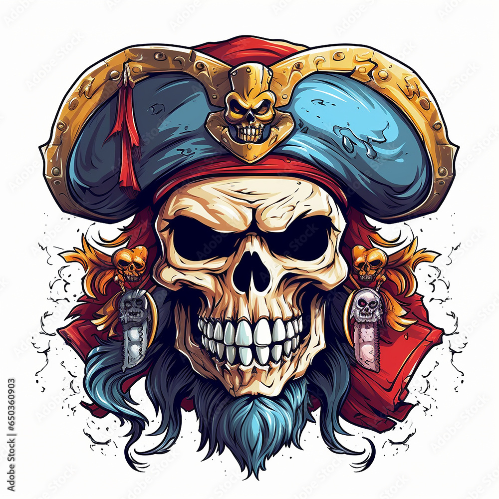 Pirate Skull Illustration for t-shirts or tatoos