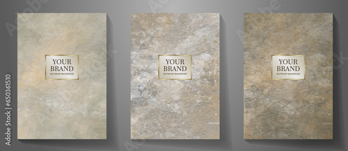Elegant cover design set. Stone texture modern luxury vector art background. Premium fashionable template for cover design, invitation, flyer, note book, menu design. Marbled template.
