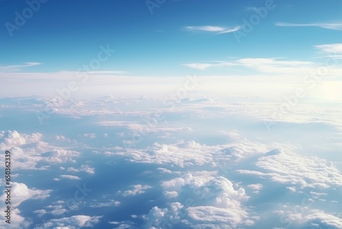 A scenic view of the sky and clouds as seen from an airplane. Perfect for travel and aviation-related projects.