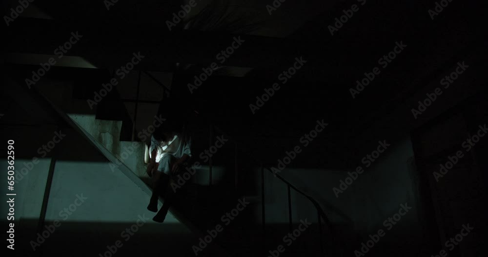 Horror scene of a mysterious Scary Asian ghost woman creepy have hair ...