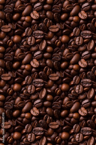 Roasted coffee beans  seamless repeat pattern. 