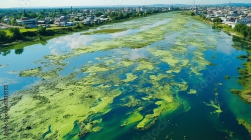 The global environmental issue of water pollution caused by the proliferation of blue-green algae  also known as cyanobacteria. This ecological problem affects water bodies  rivers  and lakes  giving 