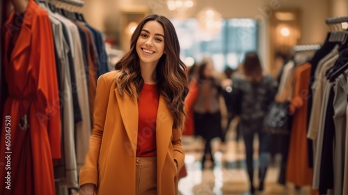Beautiful woman, in the mall. Shopping, fashion and woman with a sale, boutique and discount items with retail, client and luxury. 