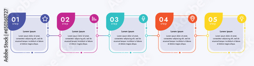 Infographic template. 5 steps that are related to each other. You can use the template to display your steps in electronic or printable format.