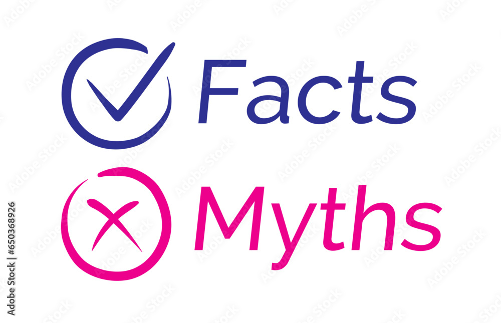 Facts and myths vector icon handdraw style isolated on white background. Fact-checking or easy compare evidence. Concept illustration Vector 10 eps Facts and myths vector icon handdraw style isolated on white background. Fact-checking or easy compare evidence. Concept illustration Vector 10 eps