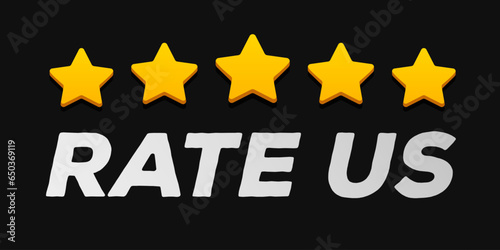 Rate us feedback banner. Client comment concept, consumer experience. Product review. Business support. Your opinion matters symbol. Announce promotion offer. Vector Illustration 10 eps